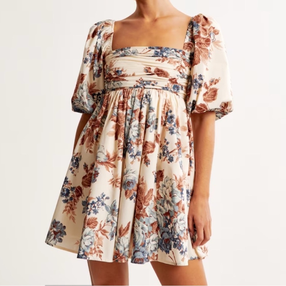 NWT Abercrombie & Fitch Emerson Poplin Puff Sleeve Mini Dress